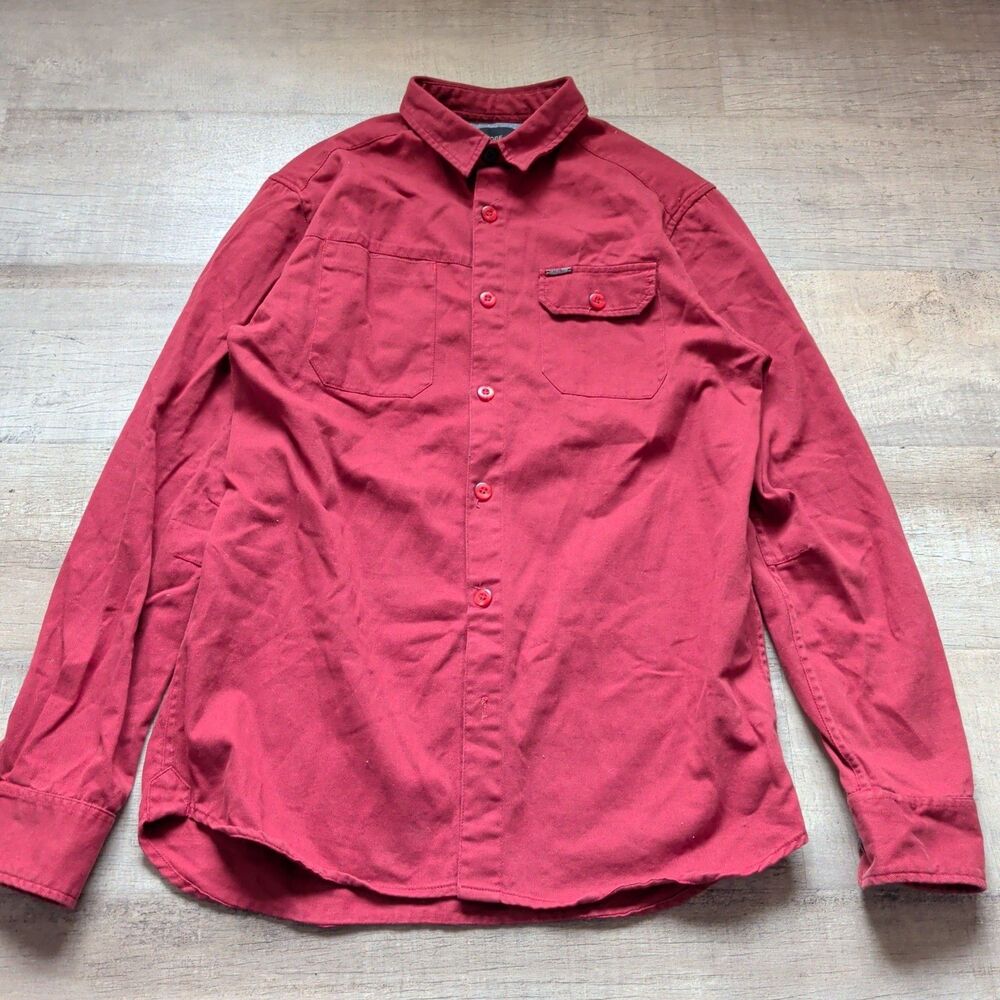 Globe Skateboard Shoes Y2K Red Long Sleeve Button Up Shirt Men’s Medium M